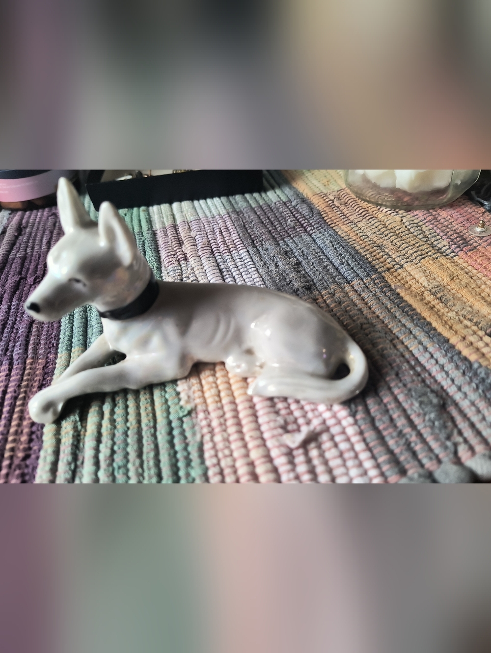 Ceramic Grey Dog Figurine - Decorative Home Accent - Picture 4 of 4